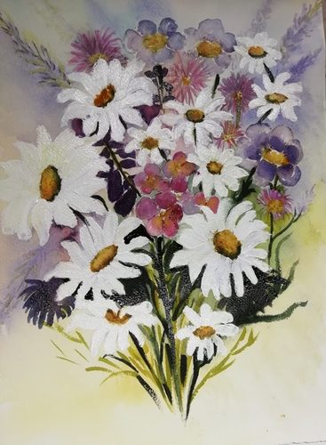 Christine M. Wildflowers, mixed media.